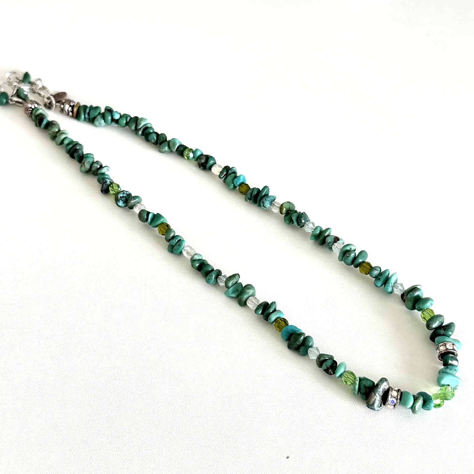 Vintage Kirks Folly Turquoise AB Crystal Beaded Ladies Strand Necklace