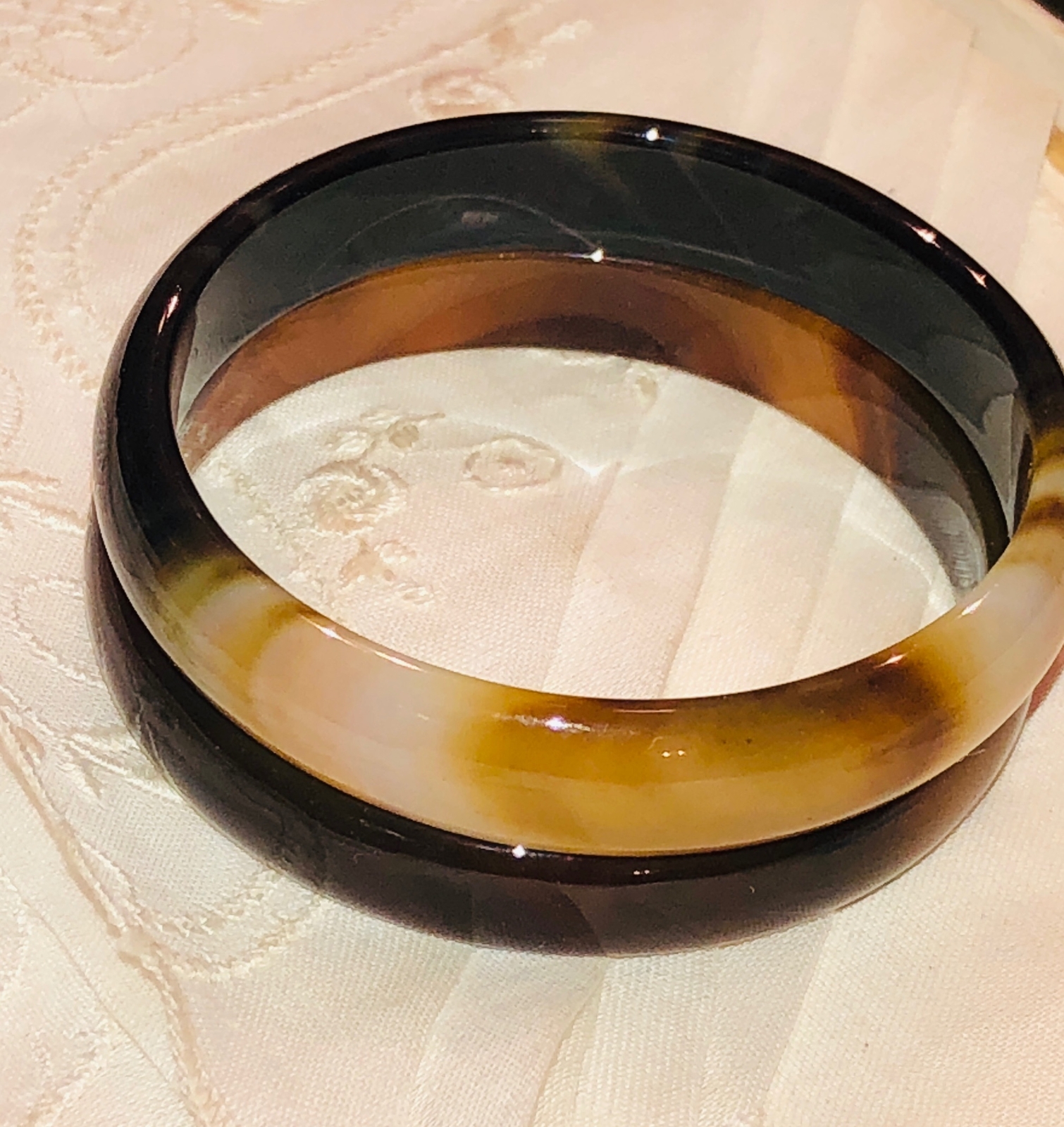 Natural Banded Agate Bangle Bracelet Hand-Carved For Baby Child Small Adult