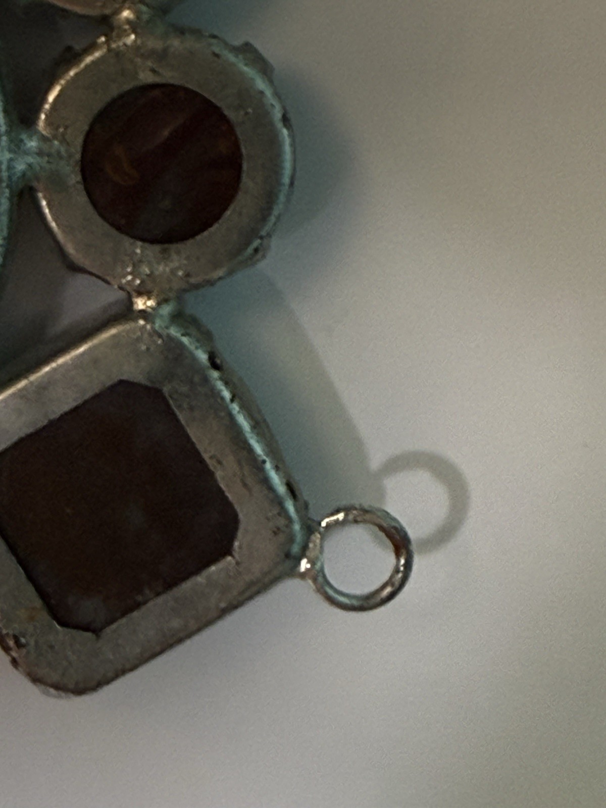 Vintage Pendant Silver Tone Multi Stone Cabochon Brutalist Artisan MCM Craft