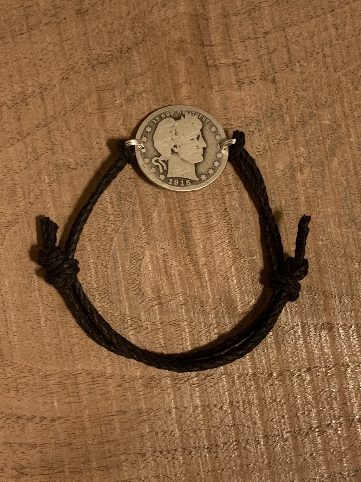 Adjustable Barber Morgan Quarter Coin Jewelry BRACELET 90% Silver/.925 Hemp