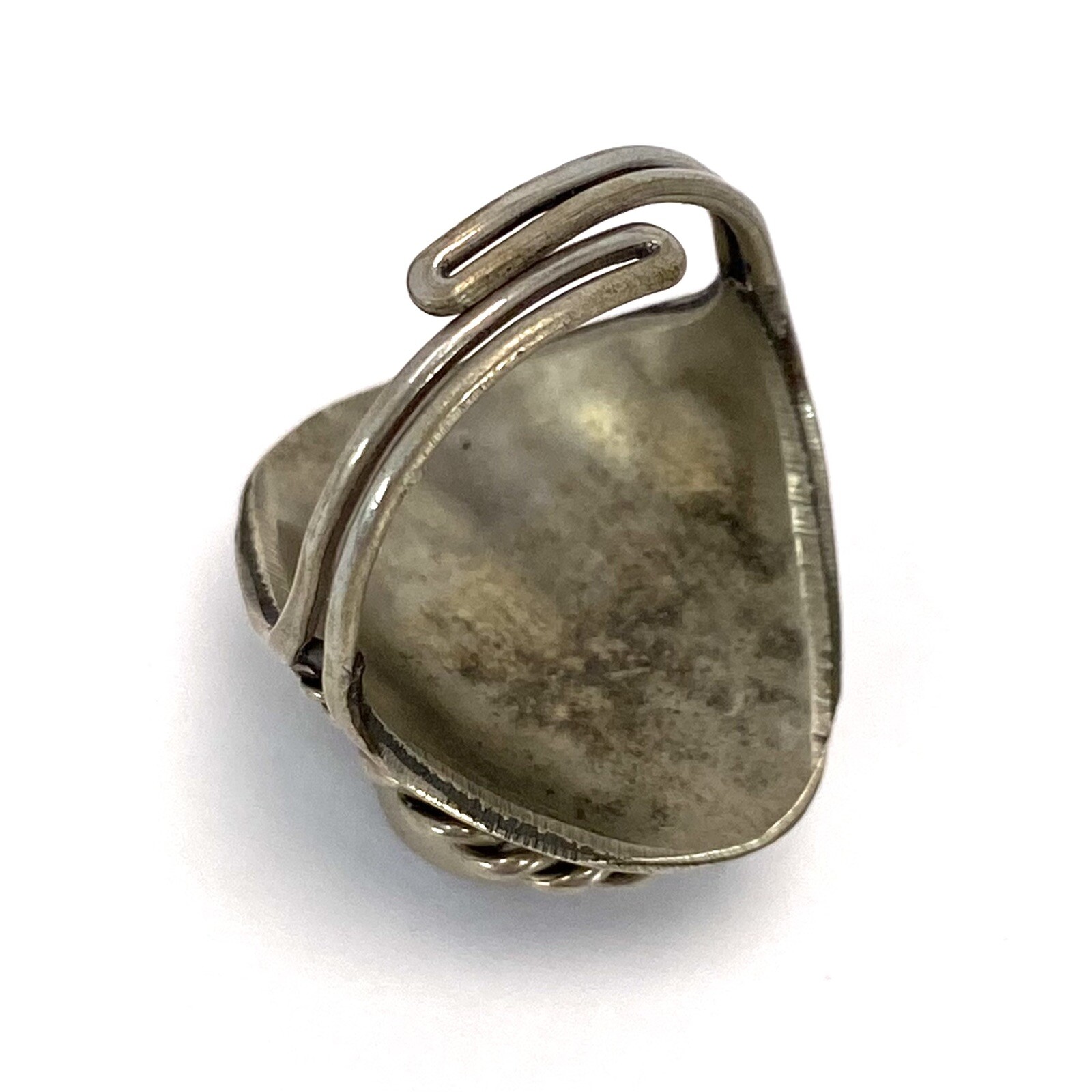 Vtg 1980s Red Brown Stone in Silver Style Southwestern Mexico Adjustable Ring 9