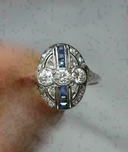 Art Deco 1.24CT Round Cut Lab Created Diamond Art Deco Vintage Ring 14K Gold FN
