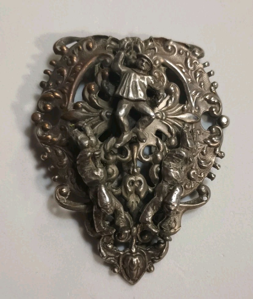 Rare, Vintage Broach/Dress Clip from 1895 To 1910 Era. Sterling Silver Plated.