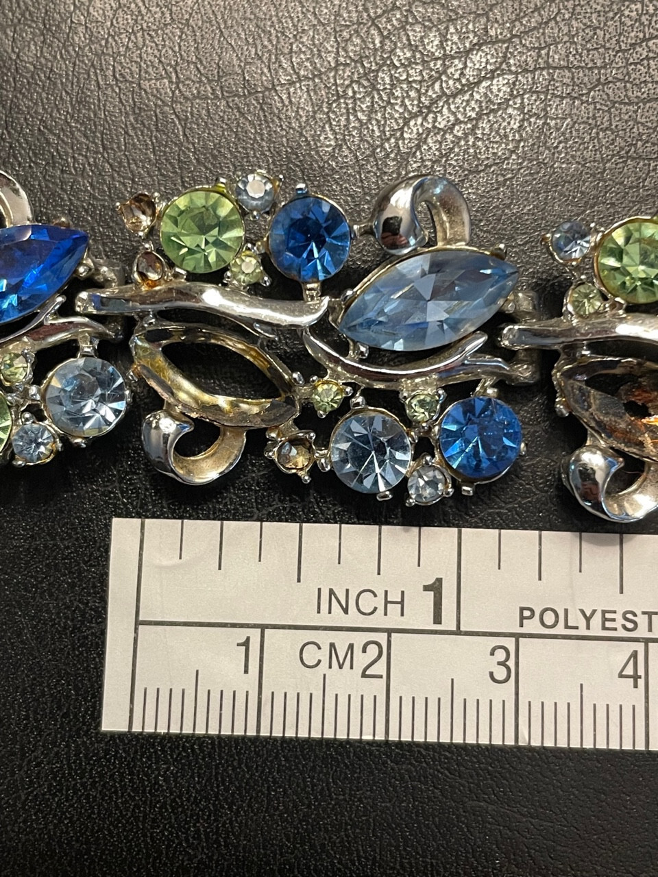 HARVEST REPAIR Sparkle Rhinestone Bracelet Faceted Blues Topaz Color Aqua Design