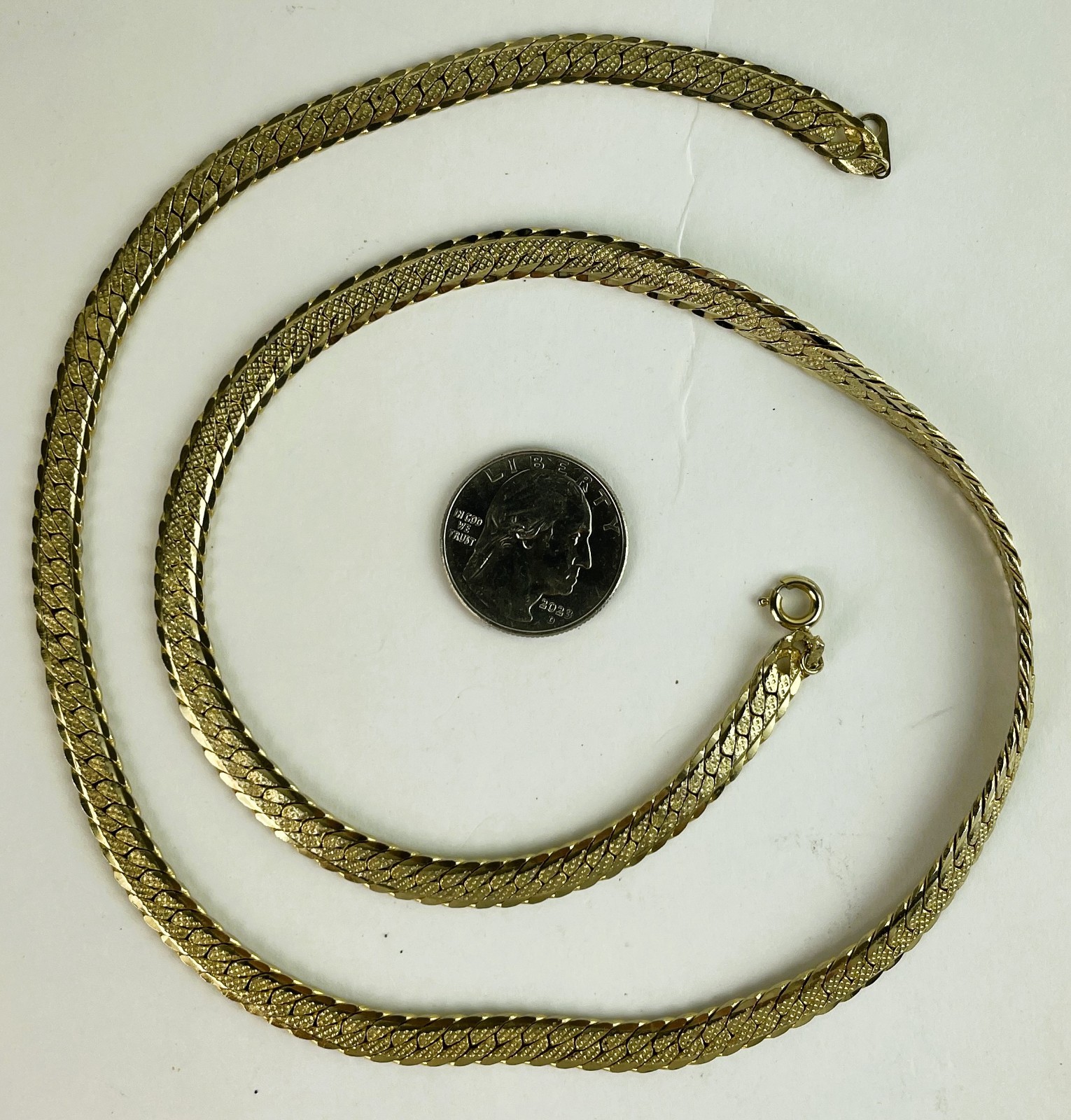 Vintage 14K Gold Plated Herringbone necklace 23.5 in, K24A