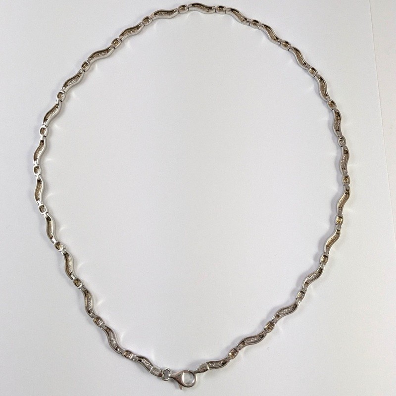 45cm Danish Sterling Silver Randers Solv Troels Tvenstrup Handmade wave necklace