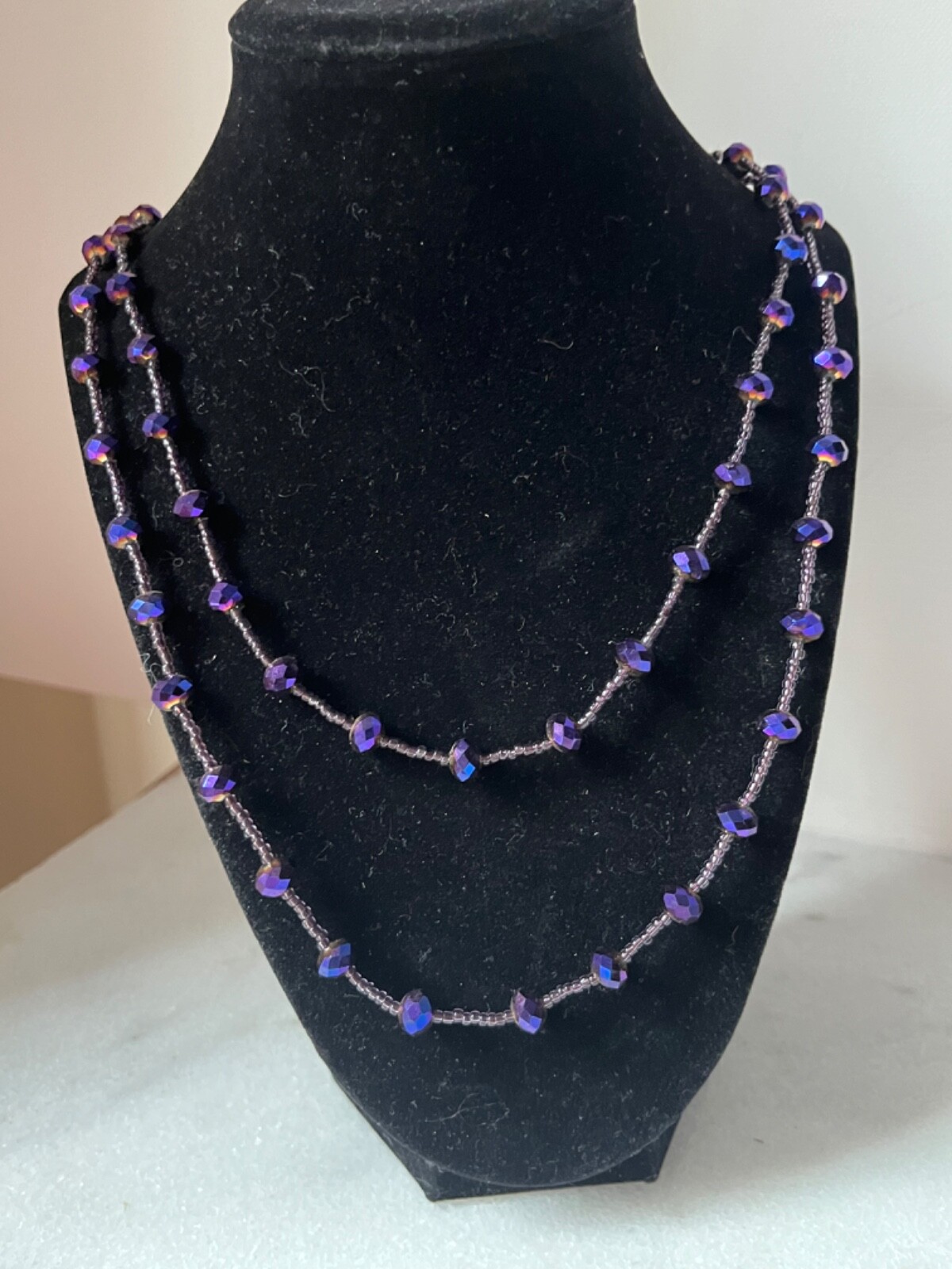 Purple Beaded Necklace 23.5 “