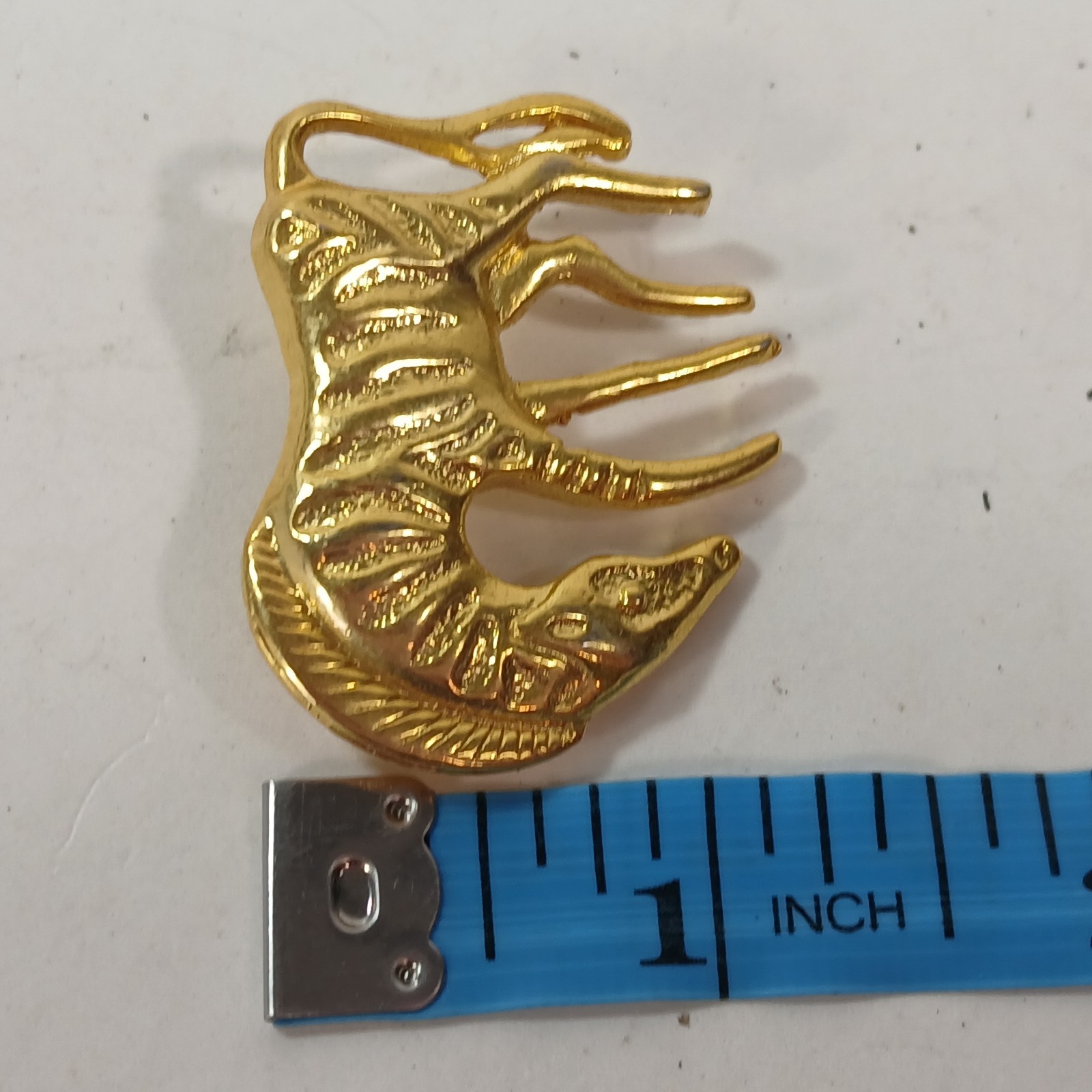 Vintage Brooch Pin Gold Tone Zebra Animal 2″