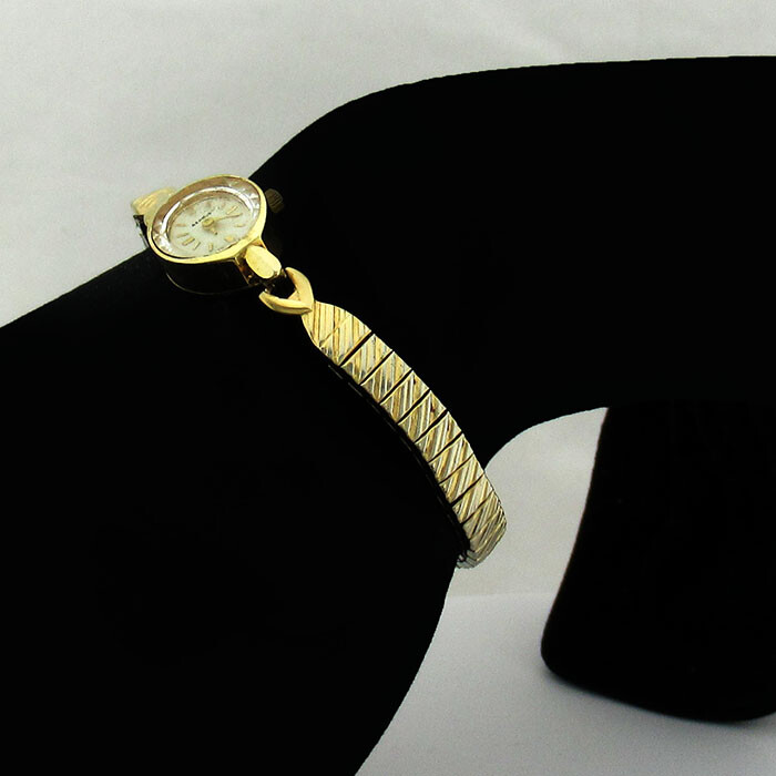 BENRUS LADY’S DIAMONDS WATCH SOLID 14K YELLOW GOLD – STRETCH BAND