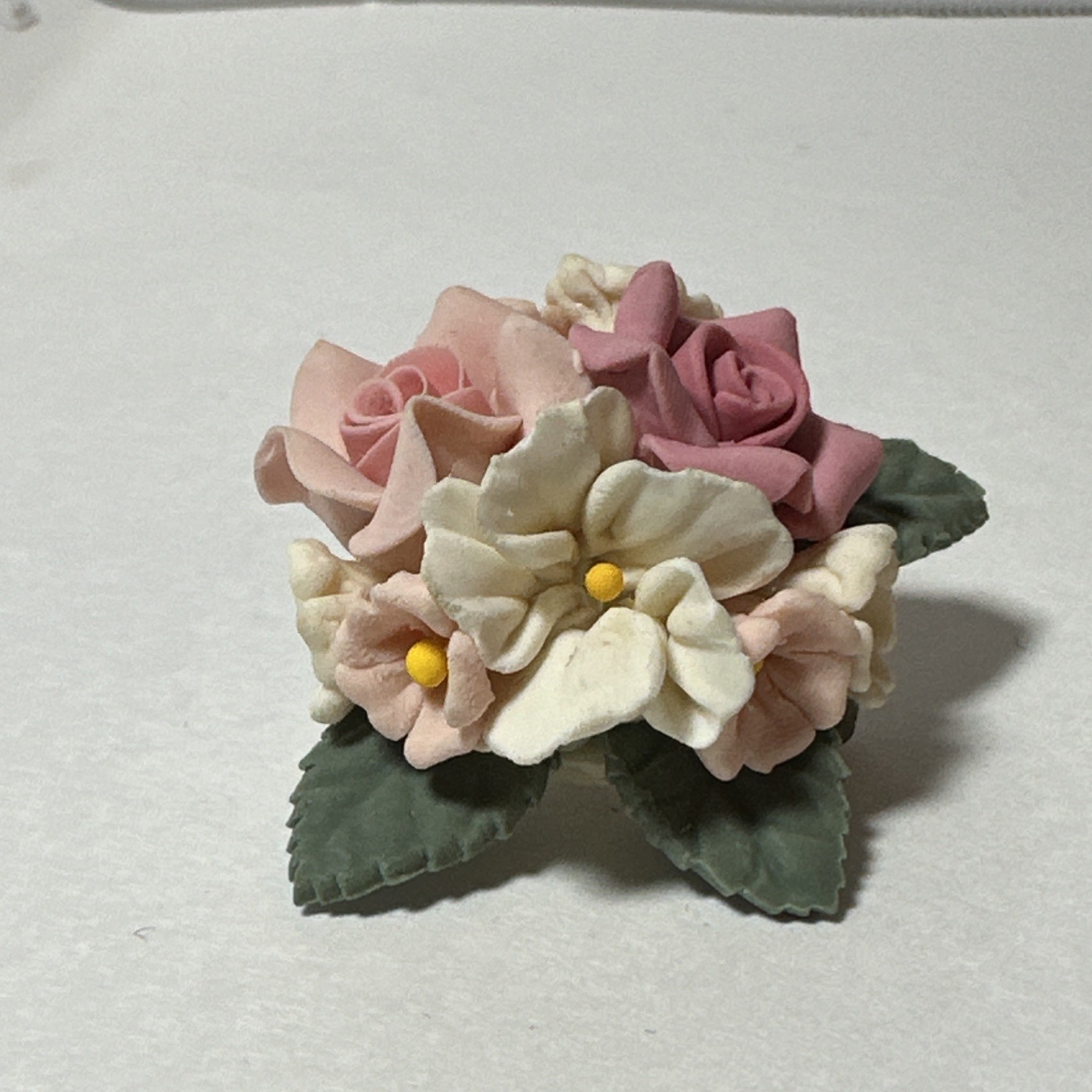 Floral Earrings and Brooch Pin Set Soft Colors of Purple, Pink, and Ivory Roses