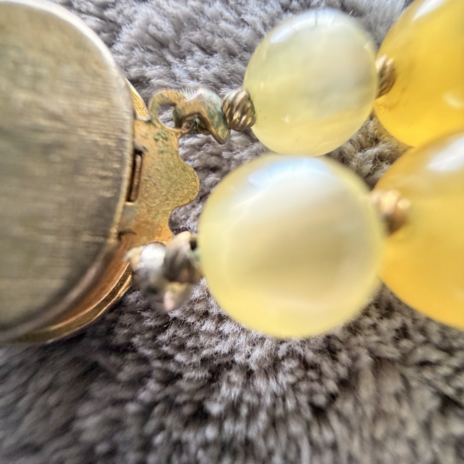 Cameo Necklace Butterscotch Vintage 1950s Yellow Lucite Double Strand