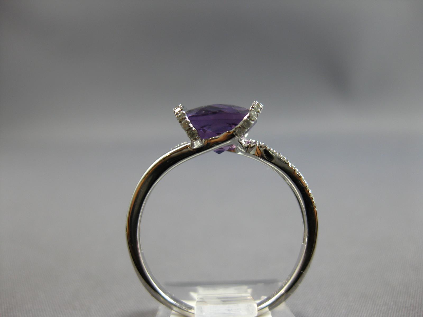 2.08CT DIAMOND & AAA AMETHYST 14KT WHITE GOLD 3D SQUARE TENSION CRISS CROSS RING