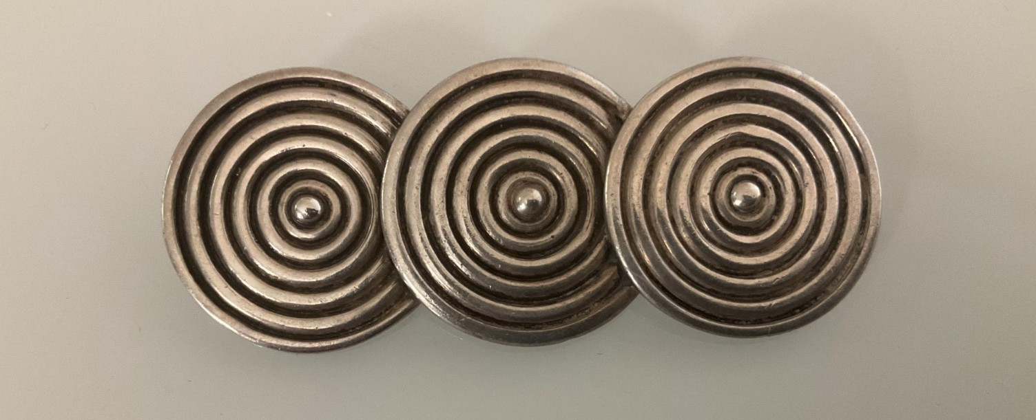 Iconic Los Castillo Taxco Sterling Triple Concentric Circle Brooch Pin 654