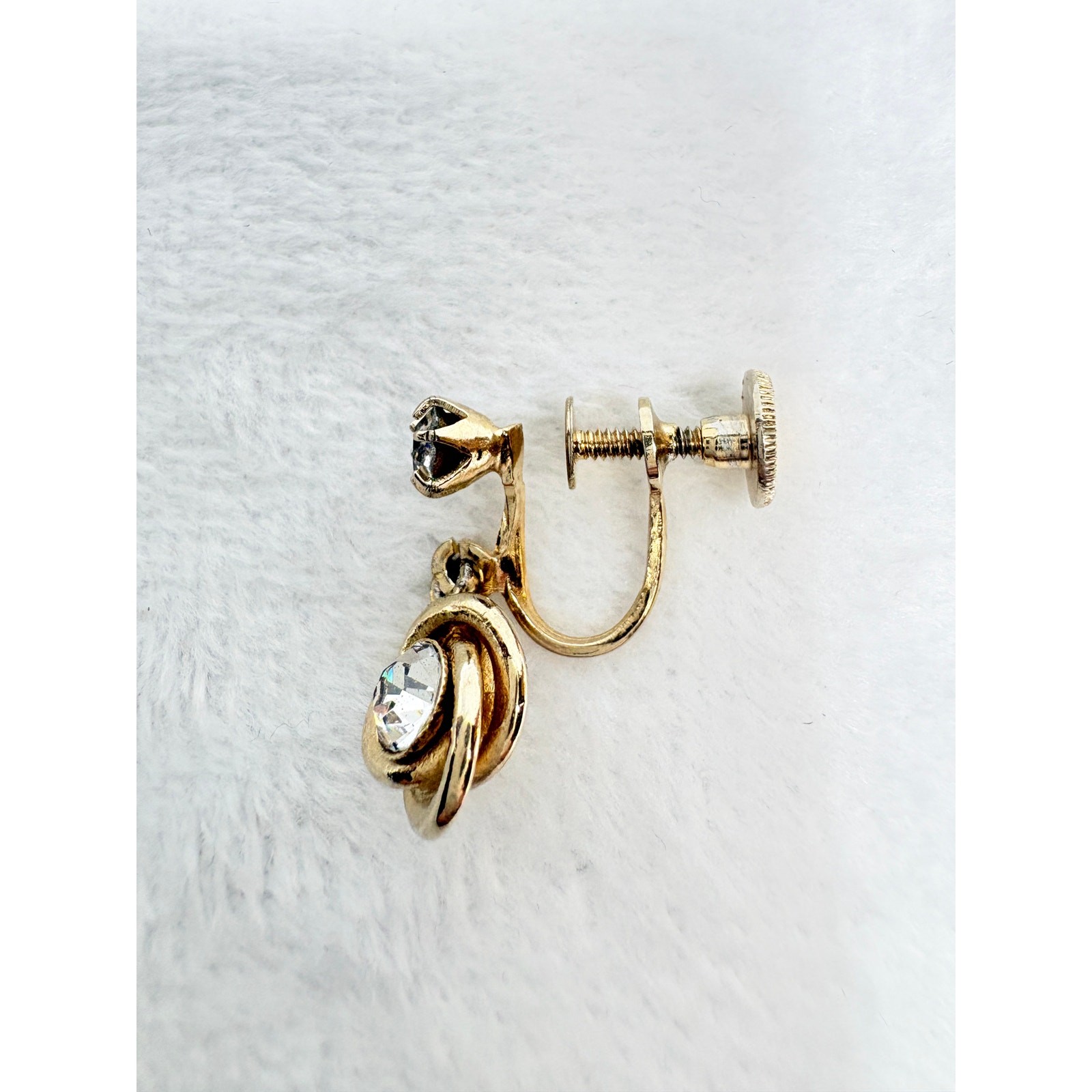 1950s Signed Coro Gold-tone Knot Earrings Screw-back-Mid Century Jewelry