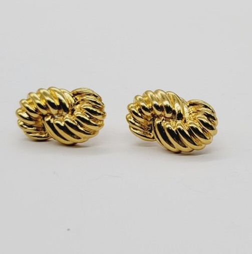 NAPIER Earrings Knot Screw Back Clip On Textured 1 in Vintage
