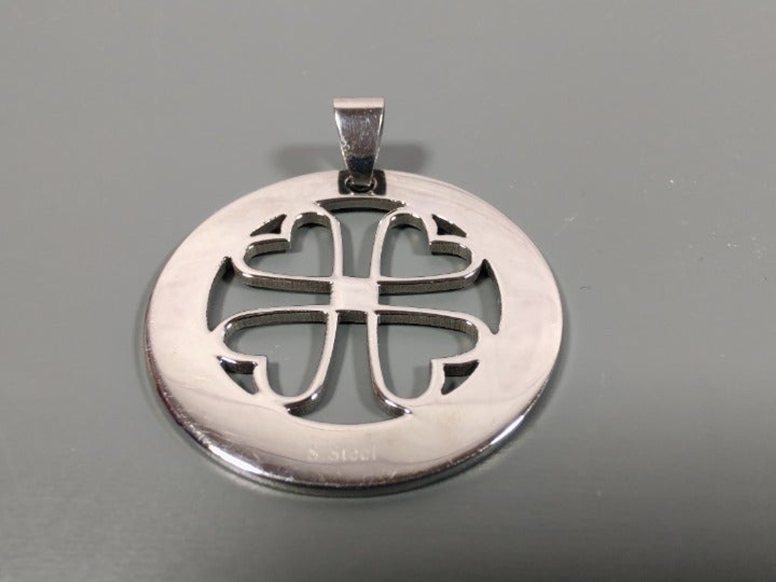 Stainless Steel Open Heart Pendant 1 1/2″ Across