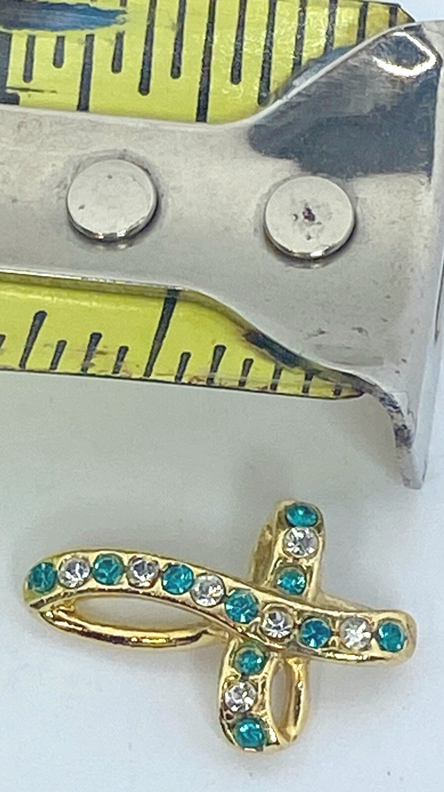 Vintage Cross Pendant May Emerald Layered 18kt Layered Gold Austrian Crystal