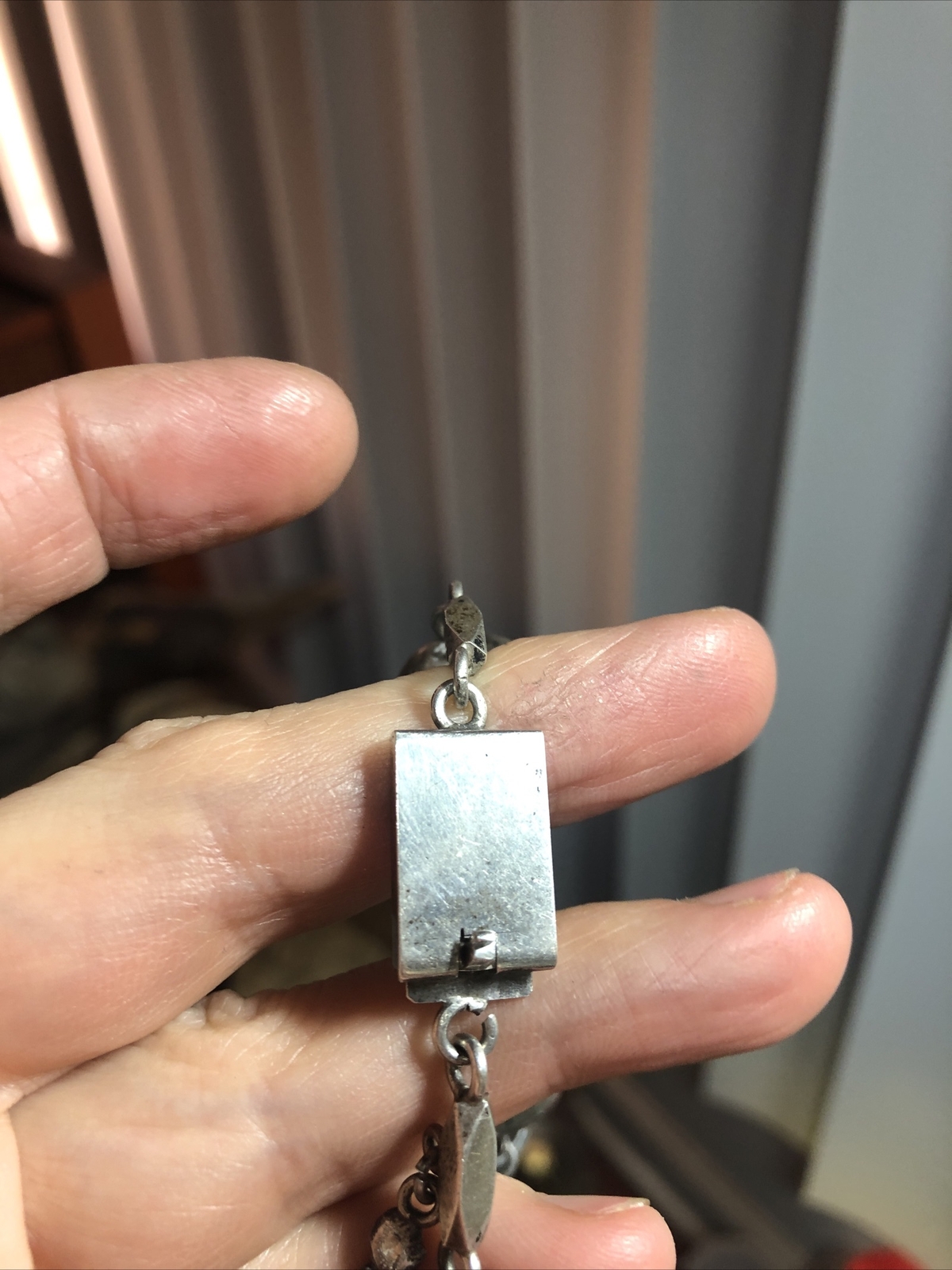 Vintage GUATEMALA Silver 900 Many Figural Dangle Charm Ball Link bracelet 7 1/2″