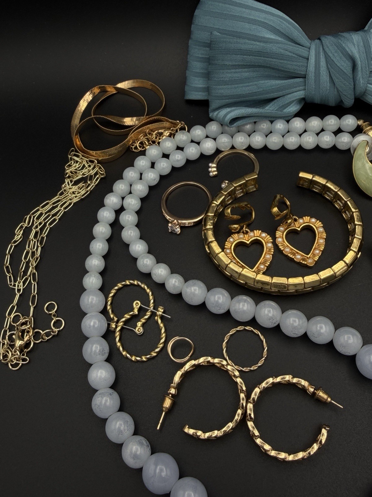 Vintage Costume Jewelry Lot Feminine Blues And Gold Tones Monet, Avon, Unmarked