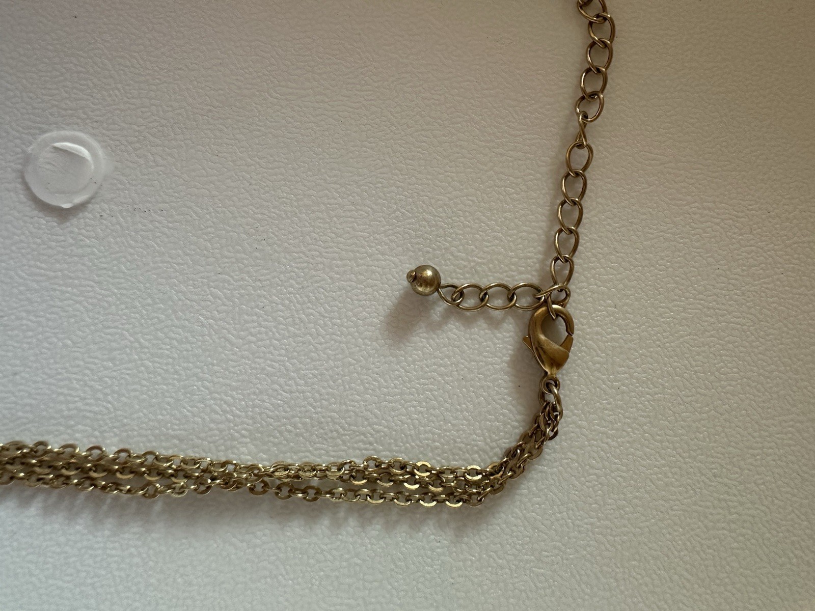 Vintage Light Purple And Blue Acrylic Pendants On Gold Tone Multi Strand Chain
