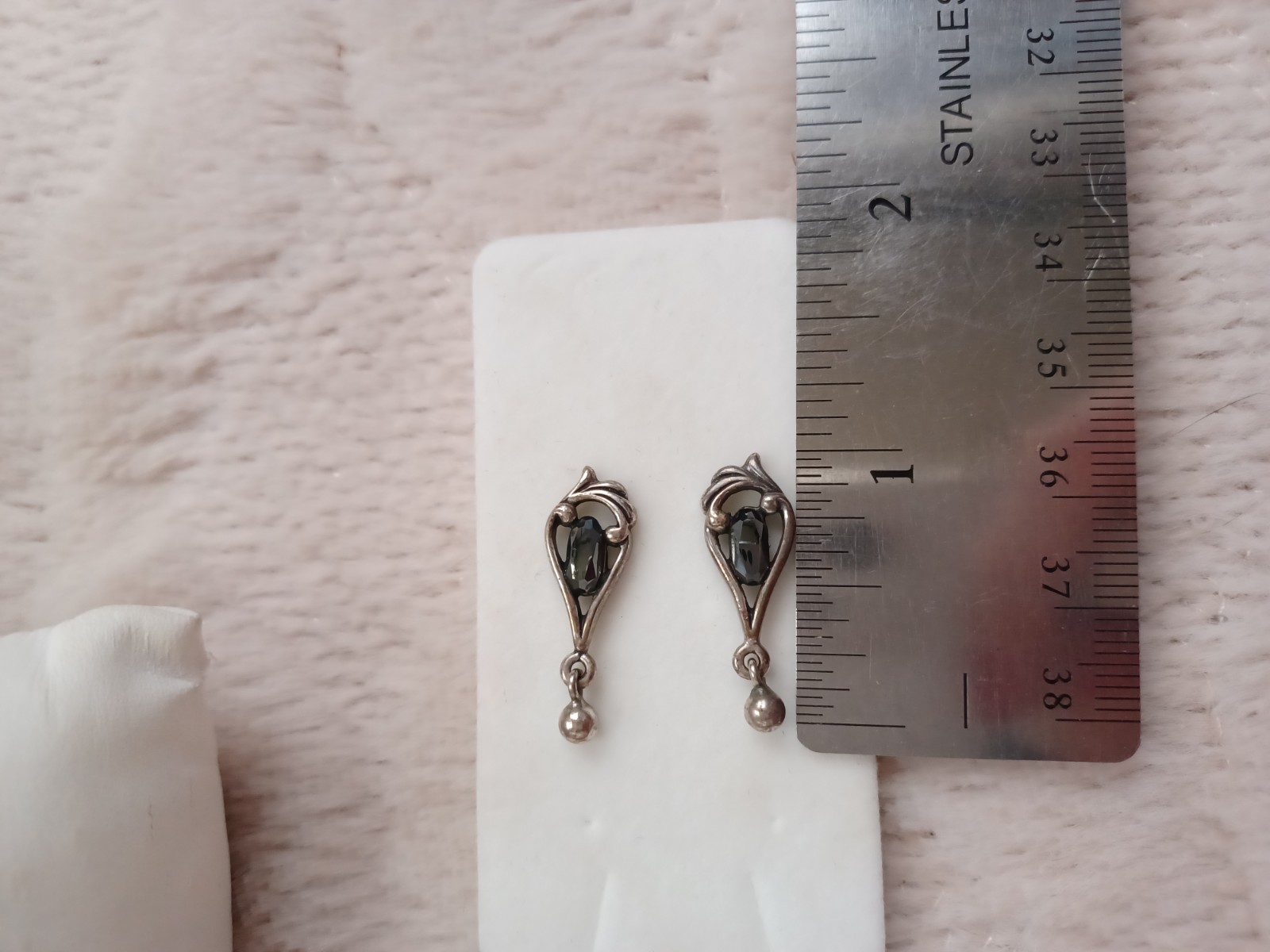 Vintage Y2K 2000’s Style Sterling Silver Hematite Dangle 925 Earrings Estate