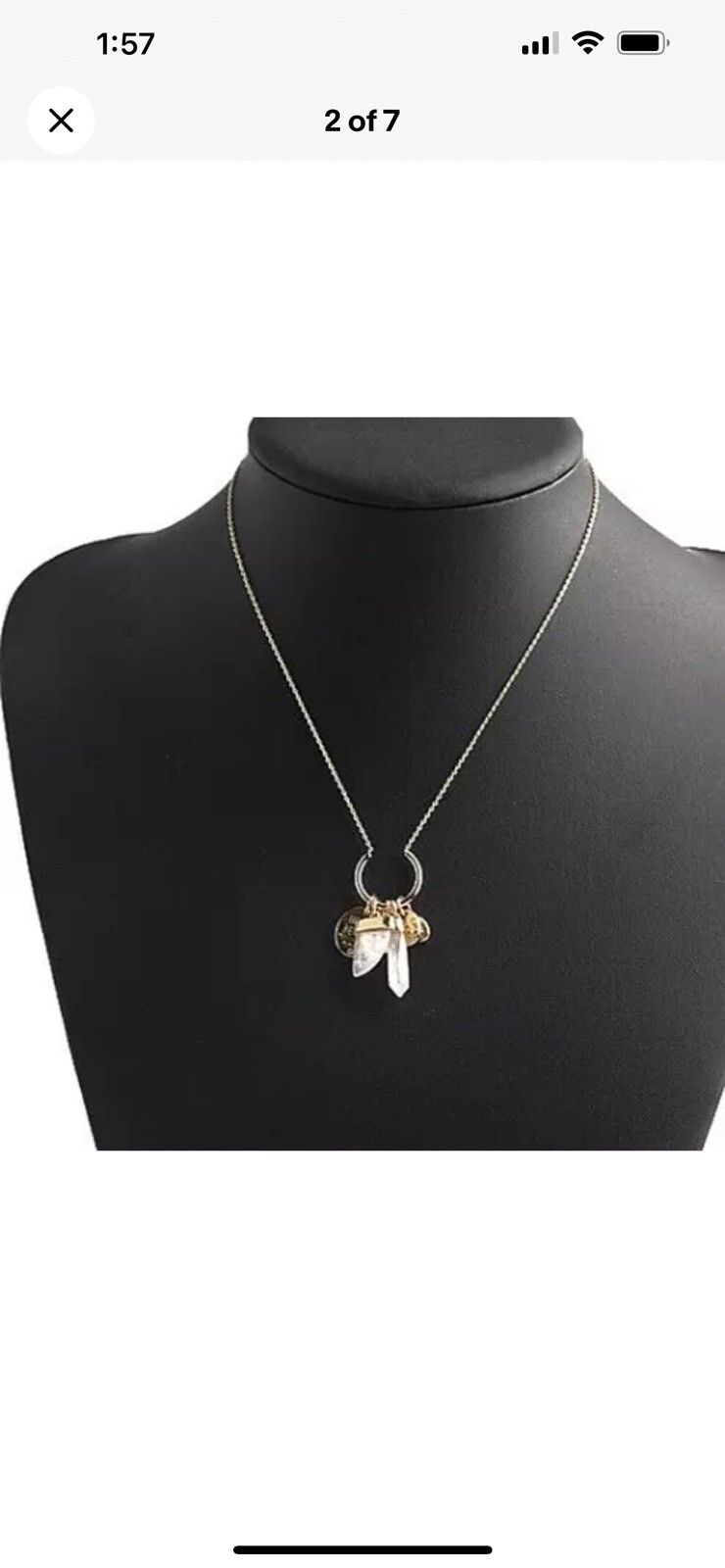 AUTH NEW Henri Bendel GOLD Shark’s Tooth CZ Crystal Charm wtag and Dust Bag RARE