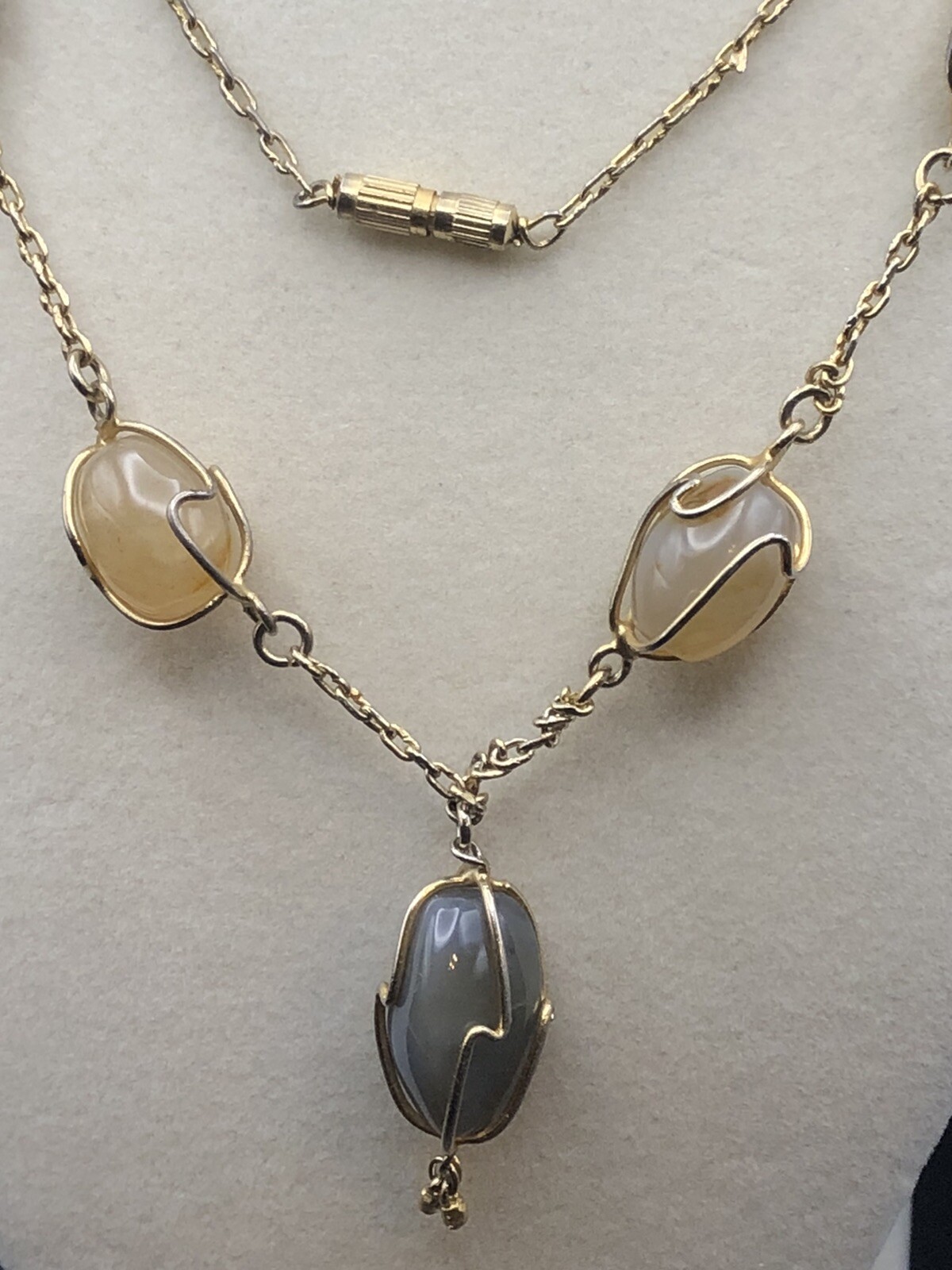 Artisan Wire-Wrapped Gemstone Necklace – 17” Earth Tones