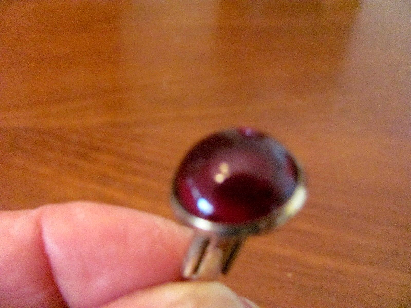 VINTAGE RUBY RED GLASS CABOCHANS MEN’S TIE CLIP & MATCHING CUFF LINKS SET EXC