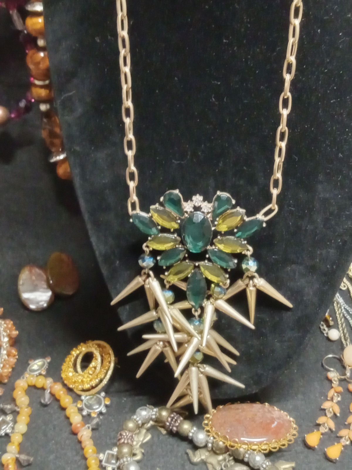 Vintage To Modern Costume Jewlery Lot Earth Tones Necklaces And Bracelets
