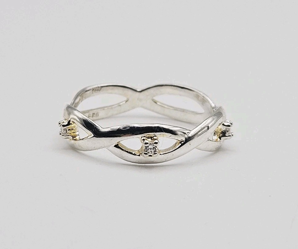 Charles Winston CW Sterling Silver CZ Looped Band Ring Size 8.5