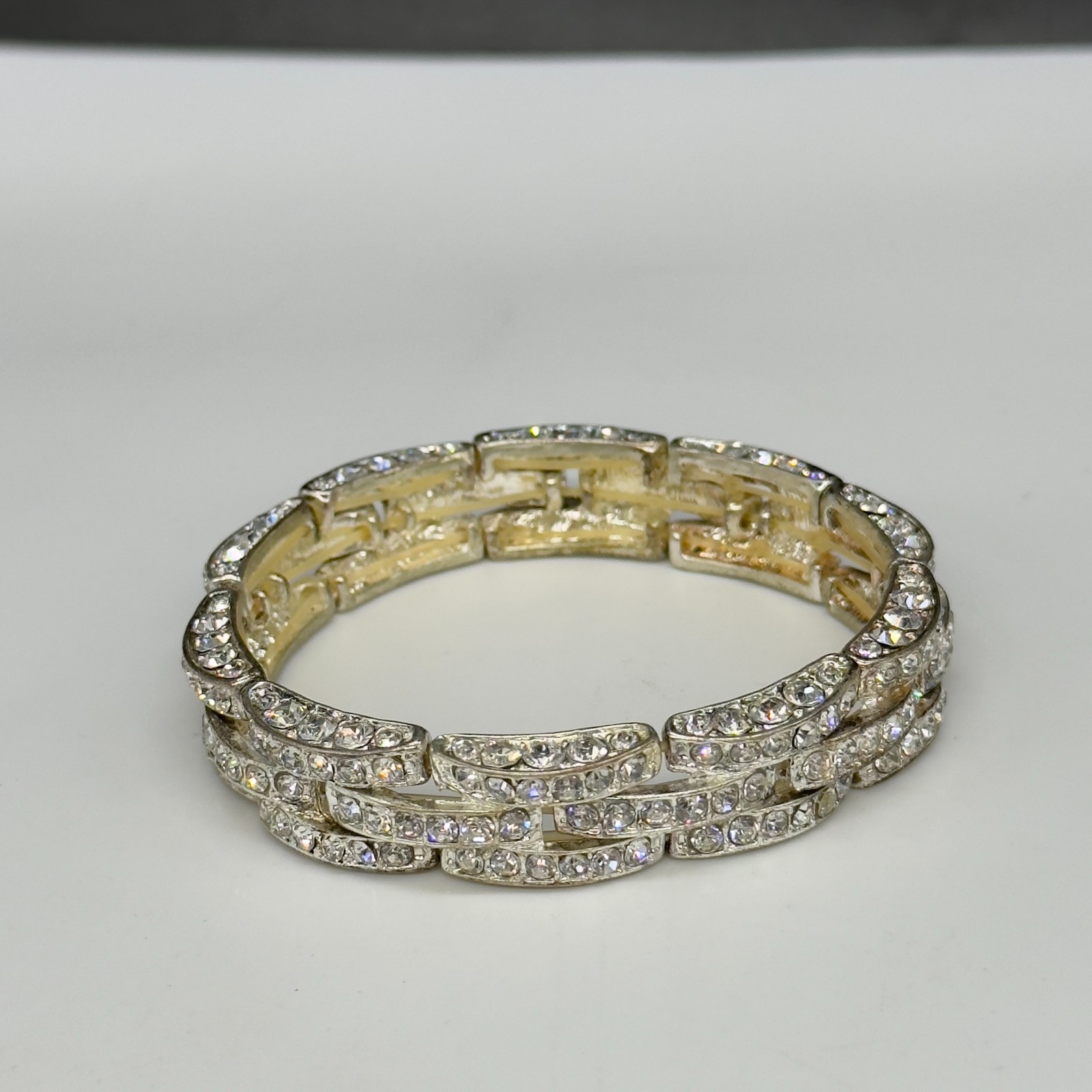 Vintage Bracelet Rhinestone Stretch Banded Bangle READ