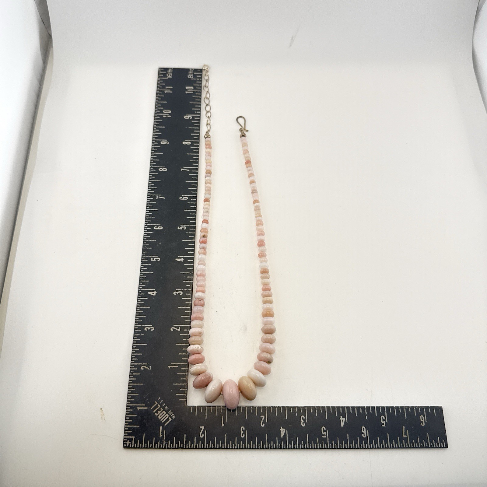 Jay King Necklace Pink Opal Graduated Disc Coin Sterling Silver Beaded 925
