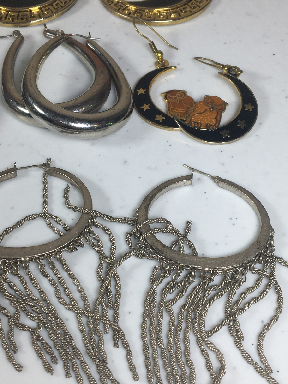 Lot of 11 Pairs Assorted Earrings Hop Metallic Different Styles, Shapes Colors