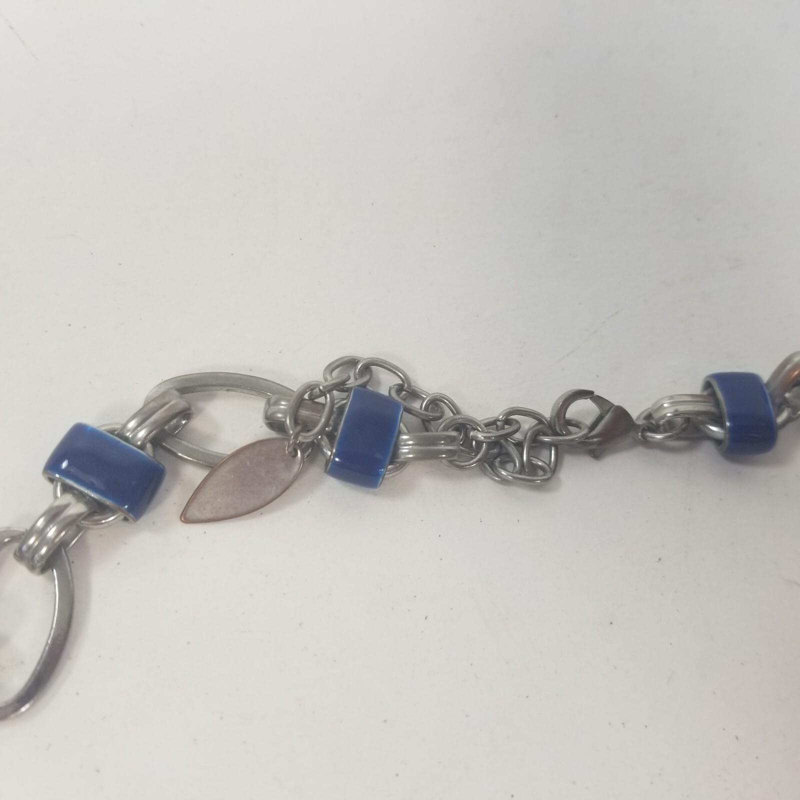 Coldwater Creek Blue Rhinestone Beaded Silver Tone Necklace