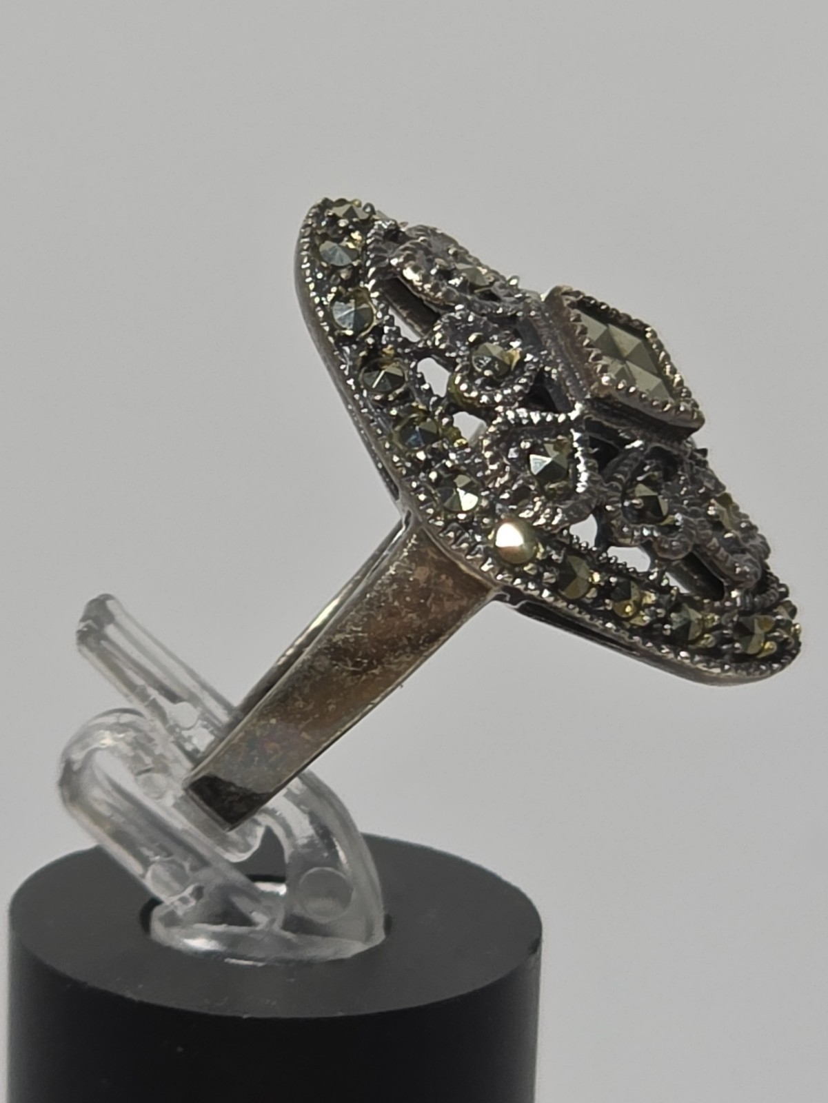 Vtg DBJ Dee Berkley Jewelry 925 Sterling Silver Marcasite Filigree Ring 7.5