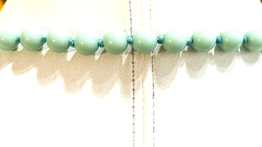 Vintage Hand Knotted Green Blue Two Tone Extra Long No Clasp Layering Necklace