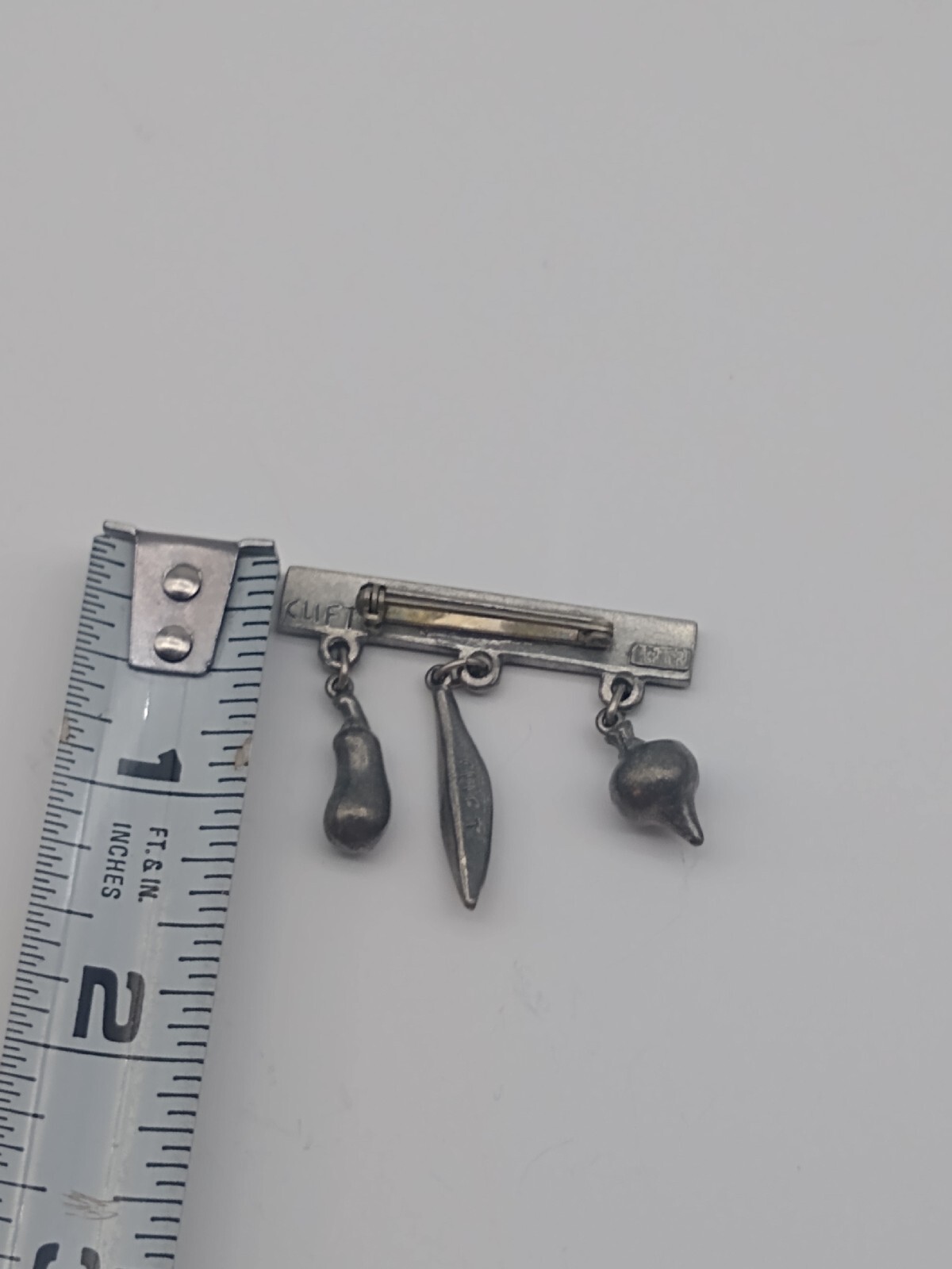 1980s Jim Clift Pewter Lapel Pin Brooch “Eat Your Veggies”