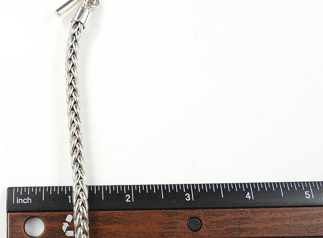 Vintage Sterling Silver 925 Wheat Chain Bracelet Toggle Clasp 7.5″ Spiga Women