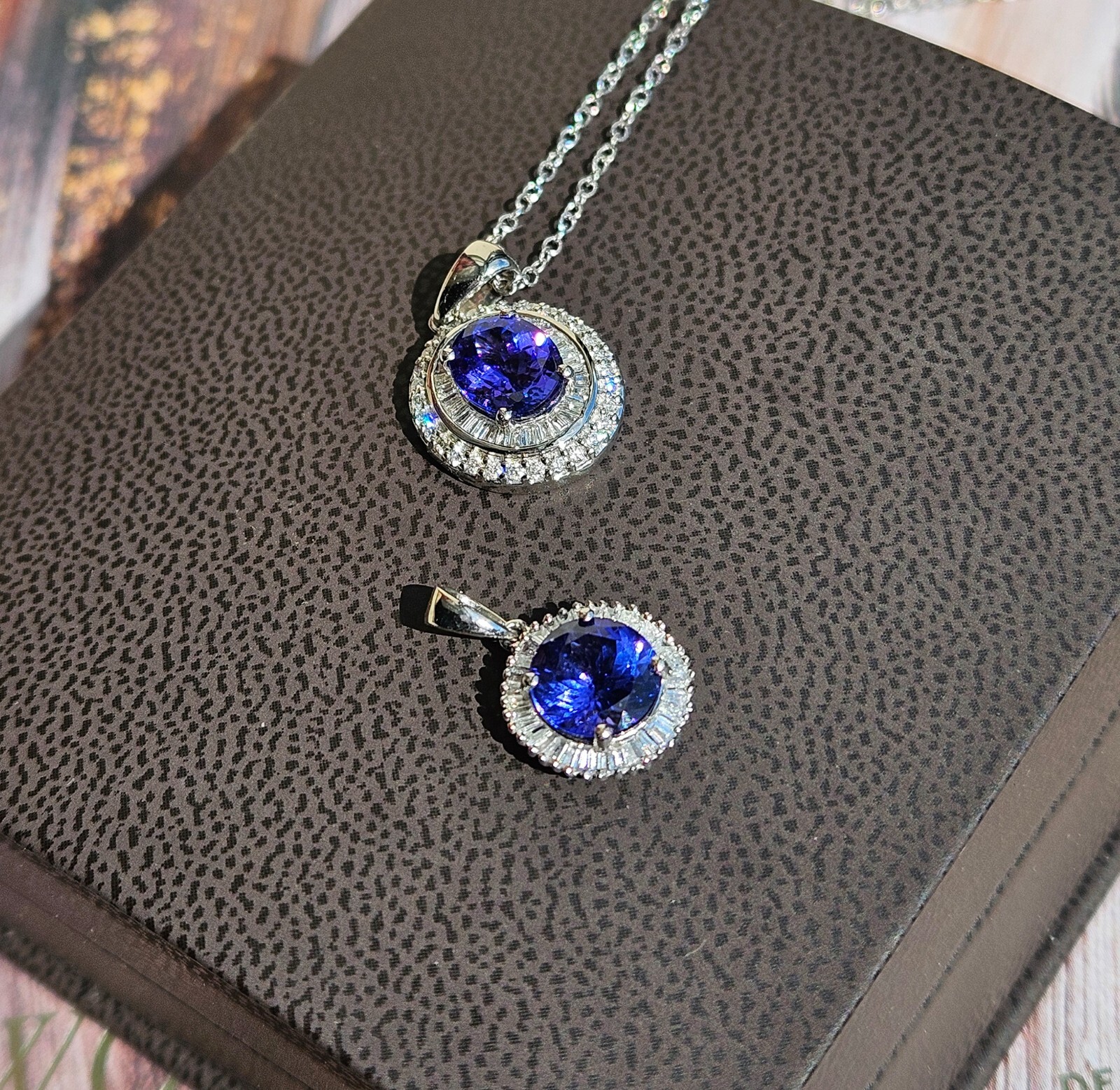 Rhapsody AAAA OVAL Tanzanite E-F VS Baguettes Diamonds 3.45ctw Platinum Pendant