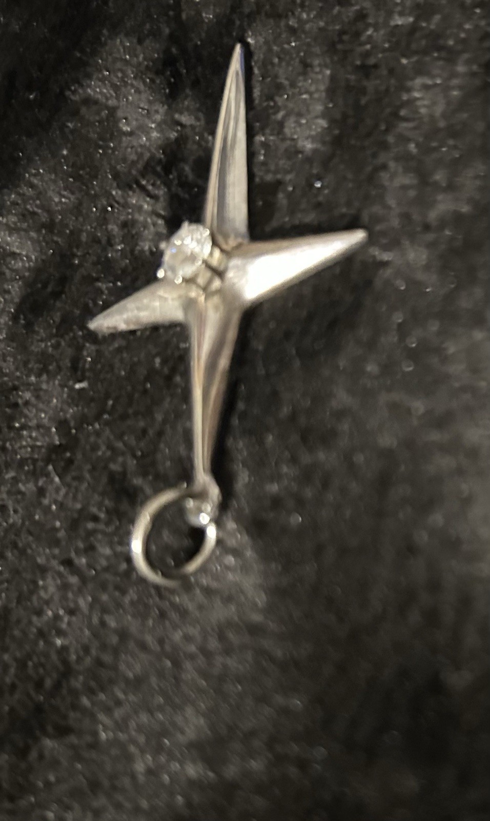 Vintage Sterling Silver Signed Revere Cross Pendant 2 1/4”L ,With CZ Stone 4.4 G