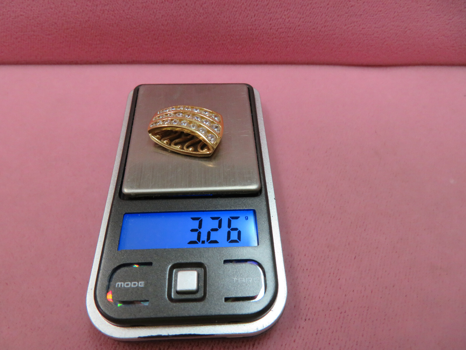 14K Solid Y. Gold Cubic Zirconia CZ Pendant Slide Charm 3.26 Grams