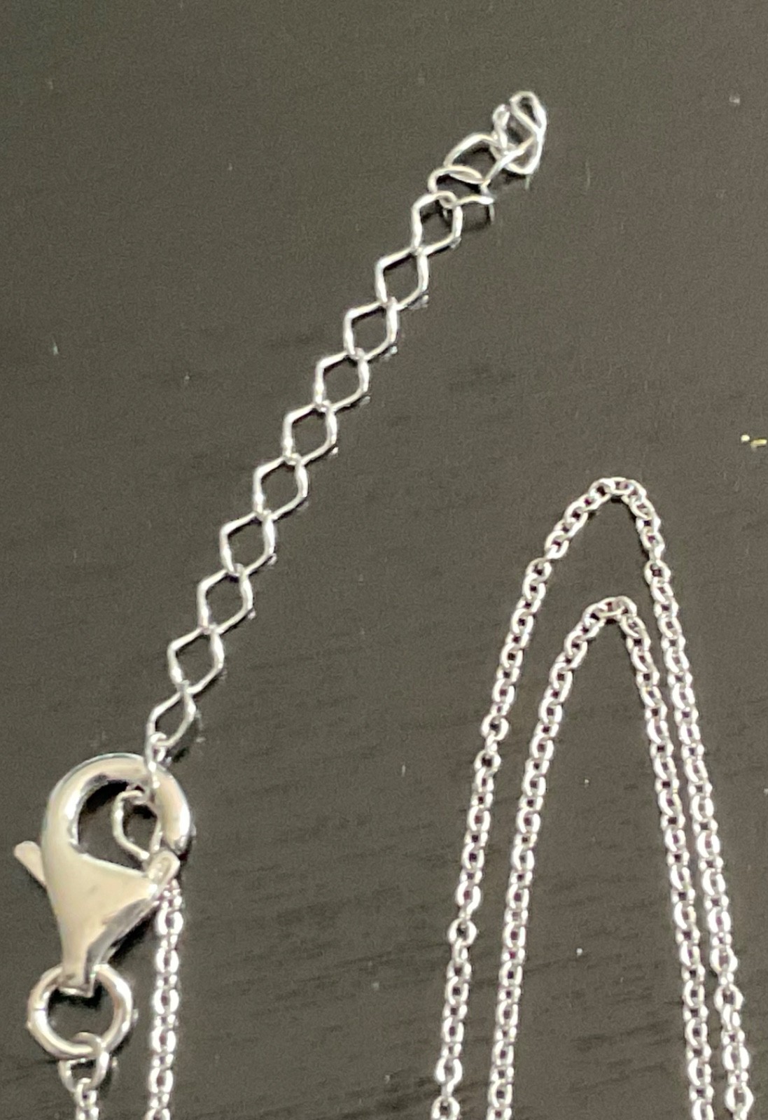 HSN JCL 925 Sterling Silver CZ “V” Initial Necklace with Orig Box Card Pouch