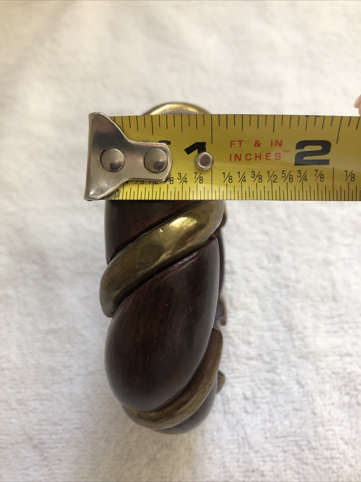 Vintage 1960’s Dark Brown Wooden Bangle with Gold Tone Metal Inlay Bracelet