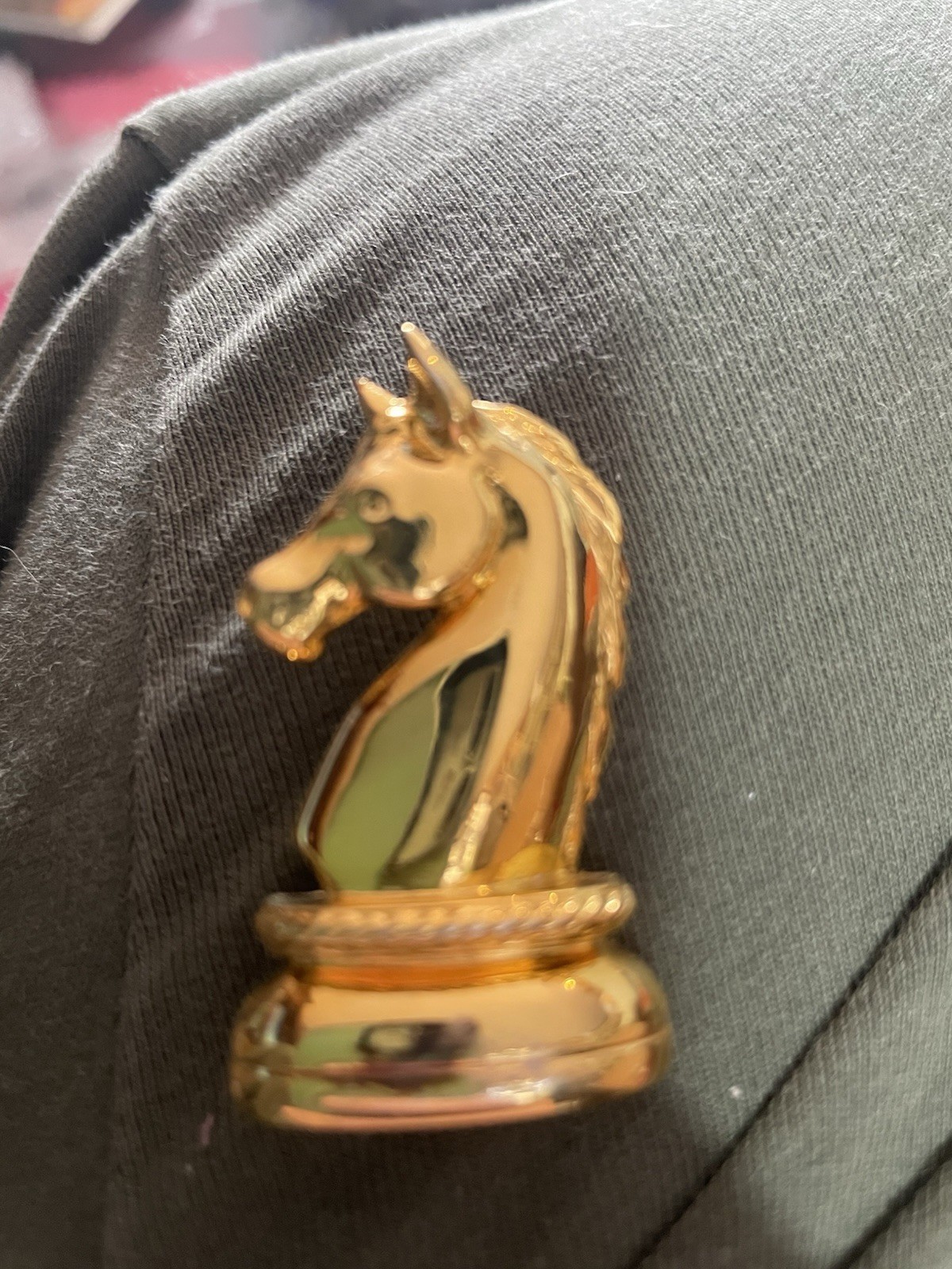 Equestrian Givenchy Knight Chess Brooch horse gold tone