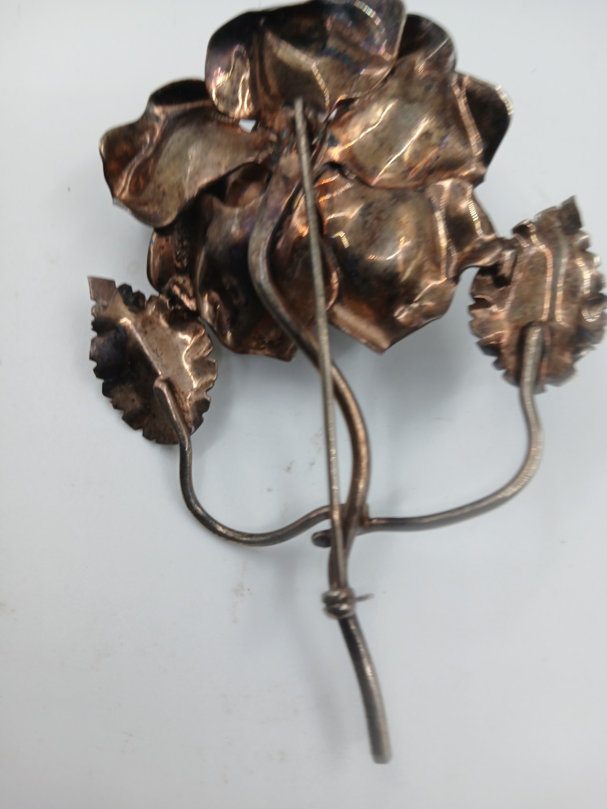 Vintage Copper Brass Flower Bangle Cuff Bracelet Boho Large