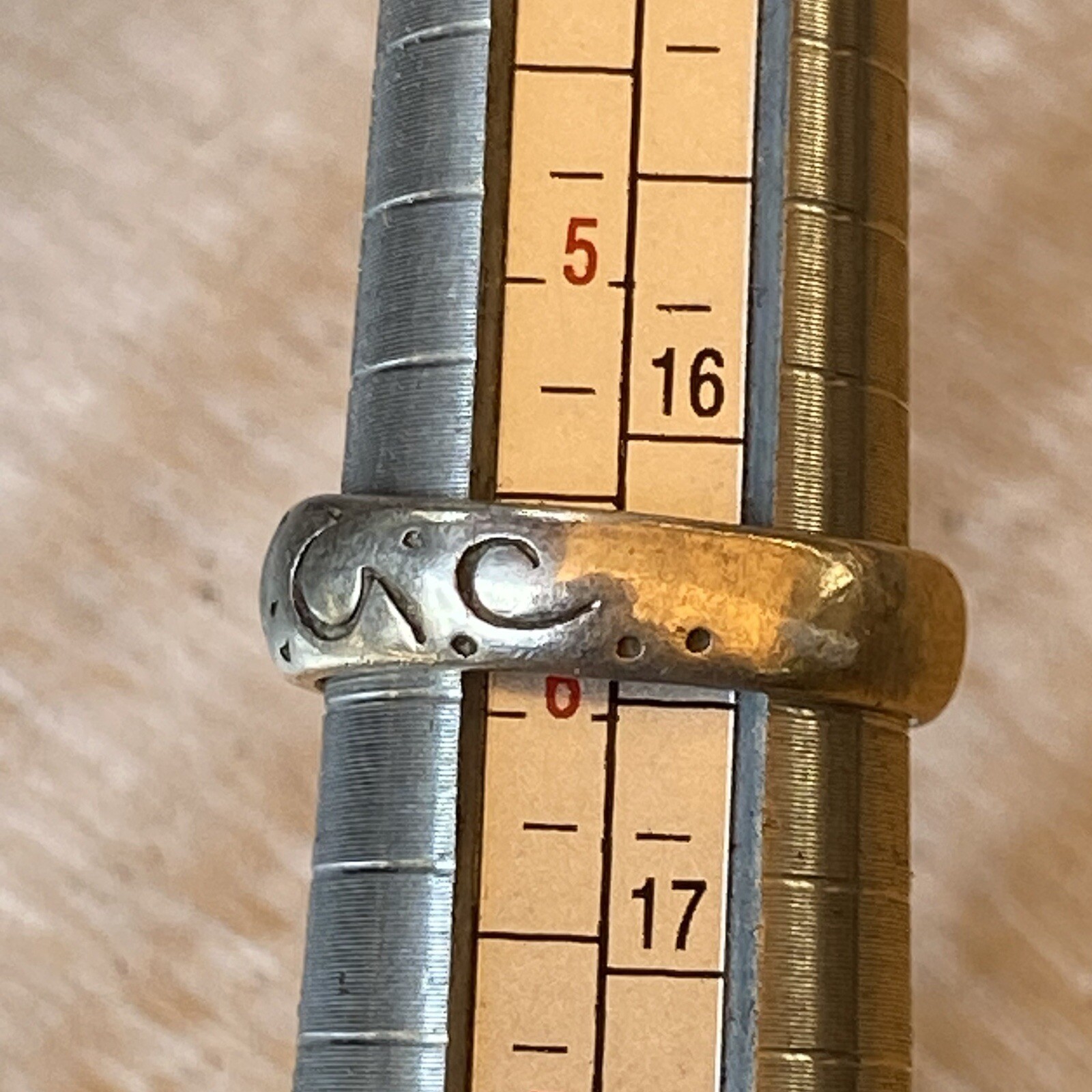 Vintage NF Signed Sterling Silver 925 Oxidized Wave Swirl Band Ring Size 5.75