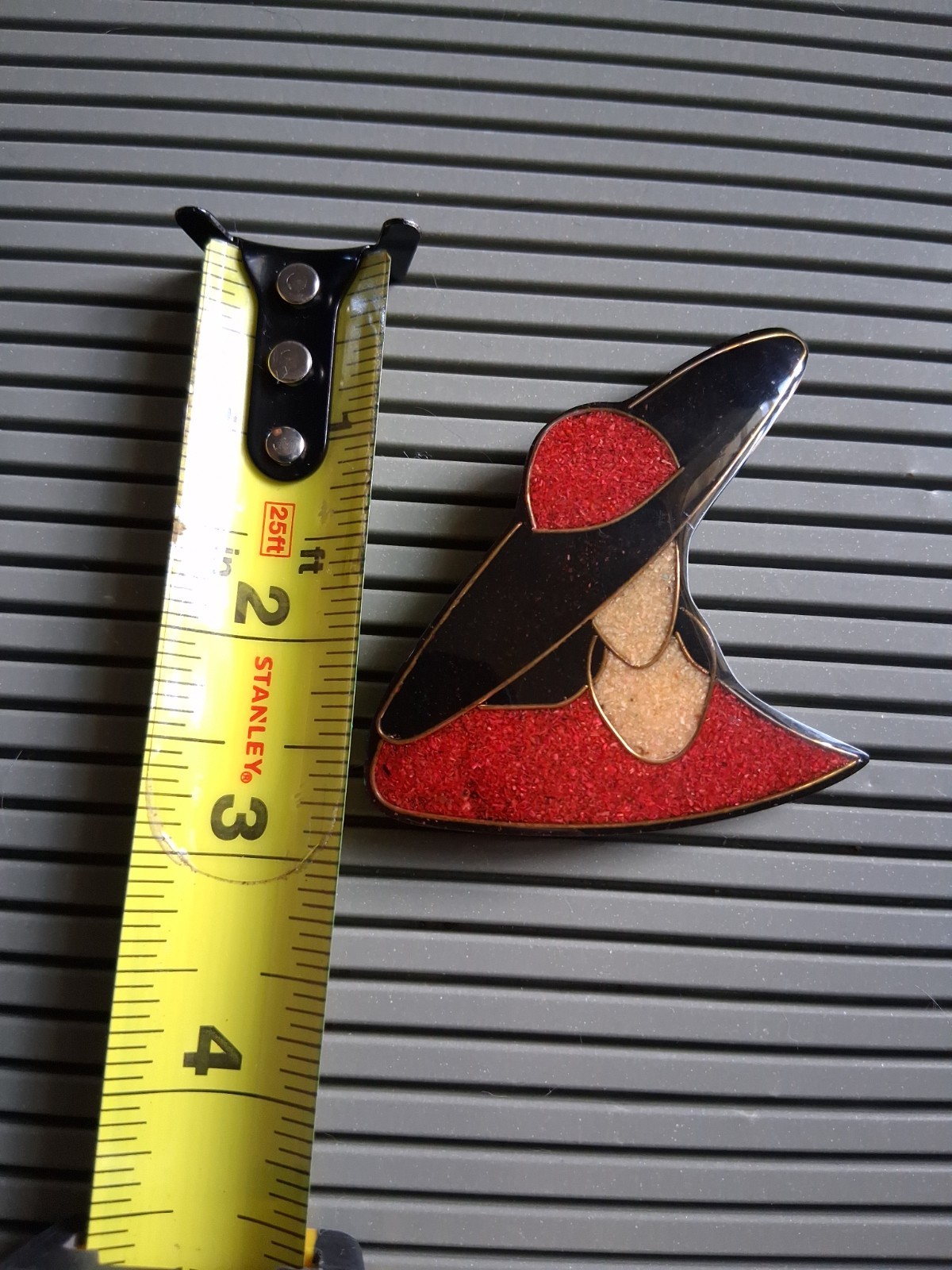 VTG Colormates Enamel Rhinestones Hat Pins Sawdust Art Deco Woman In Red Brooch