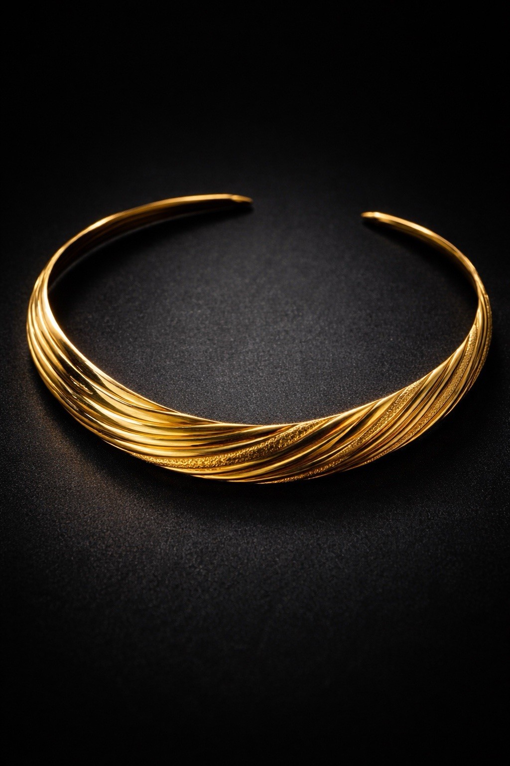 Vintage Gold Tone Collar Necklace – Am. DBL Double Gold Plate– Sculptural Choker