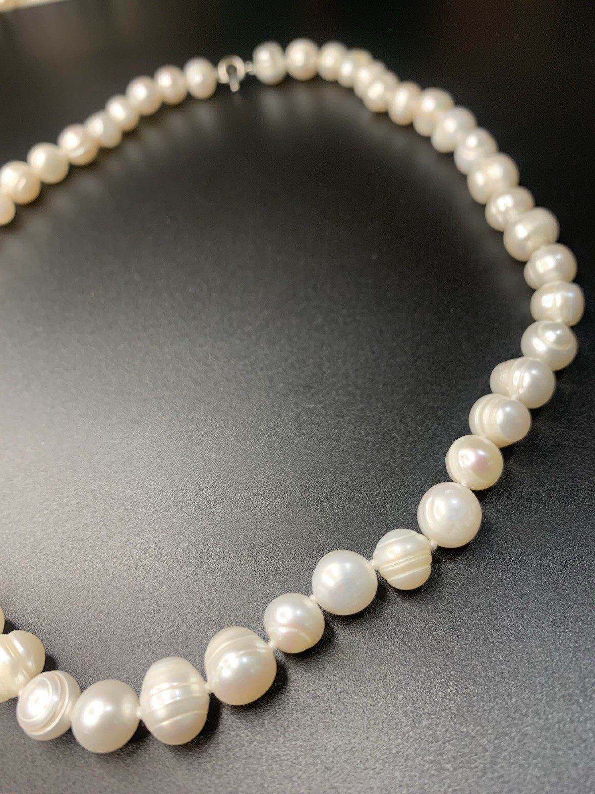 VTG Genuine Natural Freshwater Pearl 925 Sterling Silver Clasp Necklace 45cm
