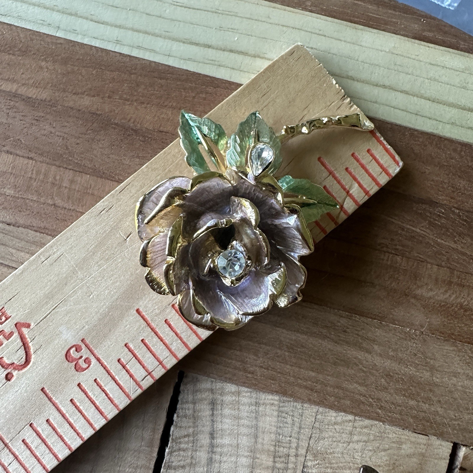 VTG RJ Graziano Flower Angel Turtle 4 Brooch Pins 1.5-2.5 Inch Crystal Acrylic